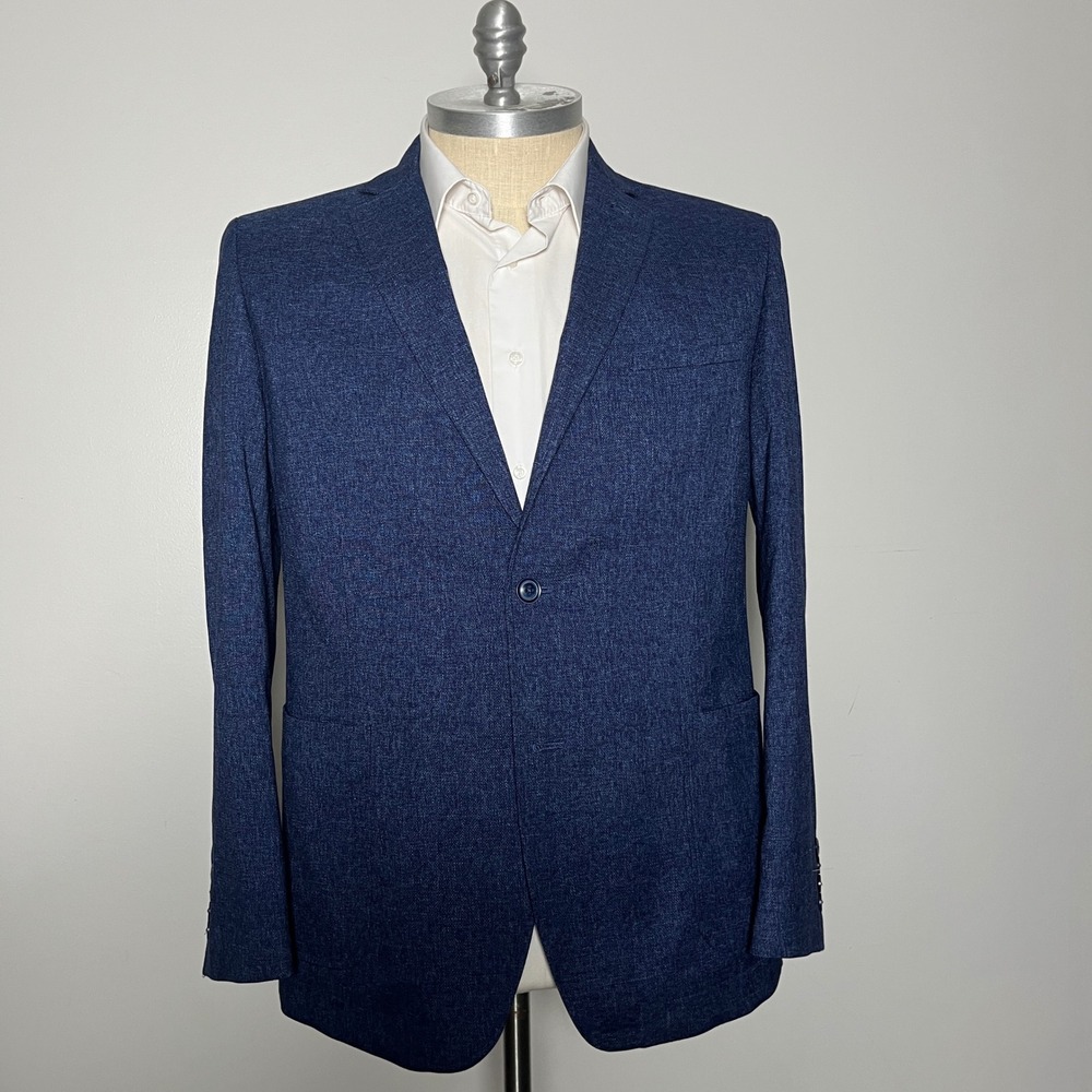 Vince Camutoβ Blazer Mens 44R Blue Solid Slim Fit Two Button Sport Coat